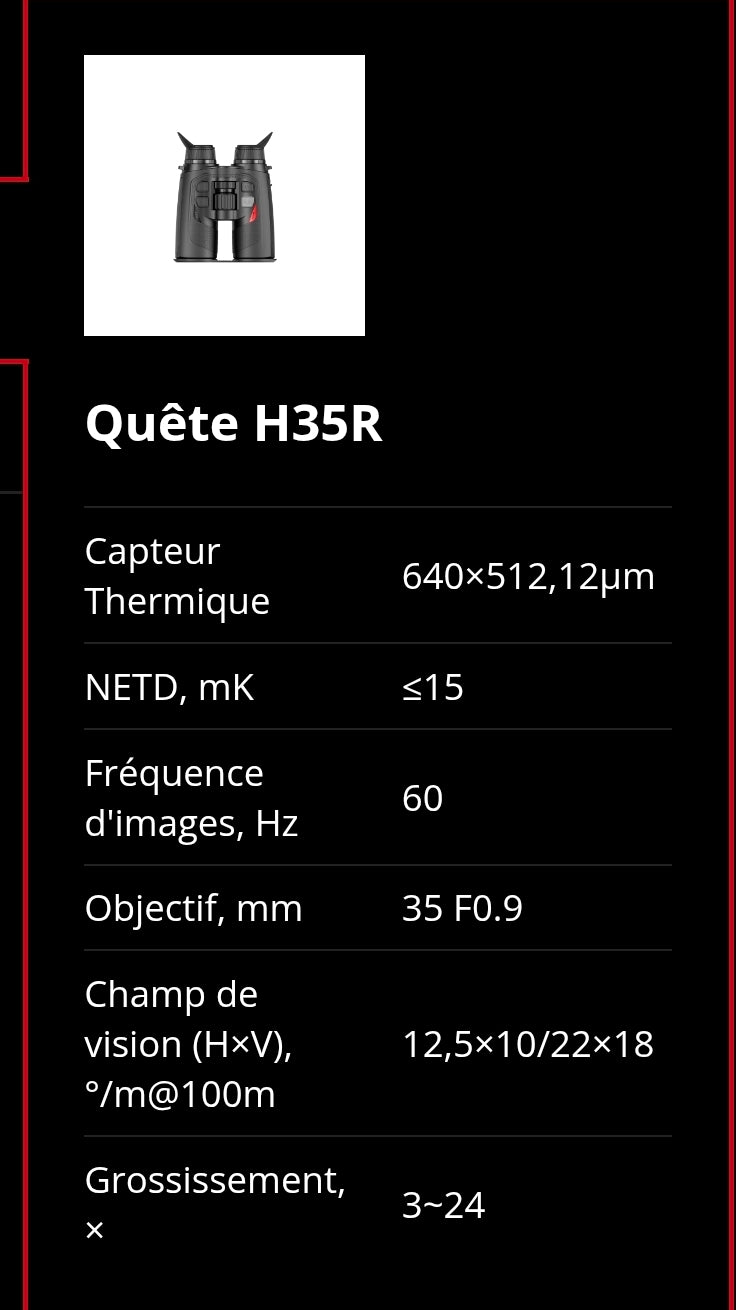 Jumelles thermiques QUEST H35R Nocpix